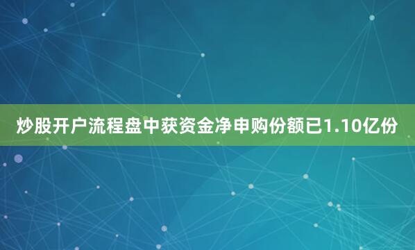 炒股开户流程盘中获资金净申购份额已1.10亿份